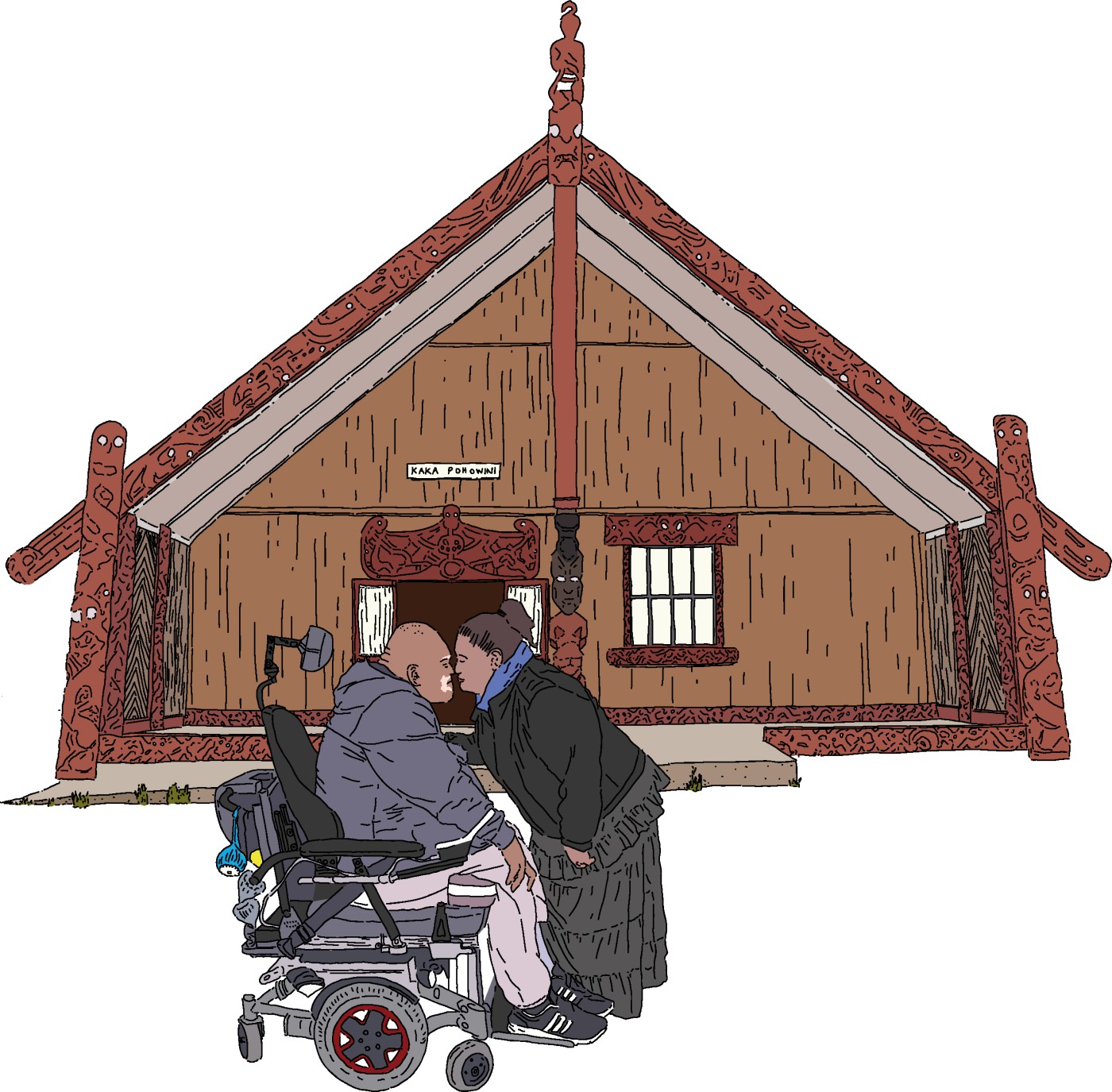 Illustration of a bus with a woman getting on the bus in her wheelchair