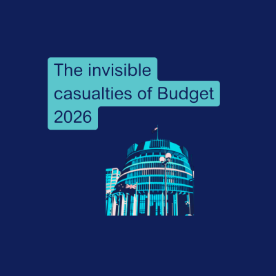 Disabled people – the invisible casualties of Budget 2026 with a graphic of NZ parliament